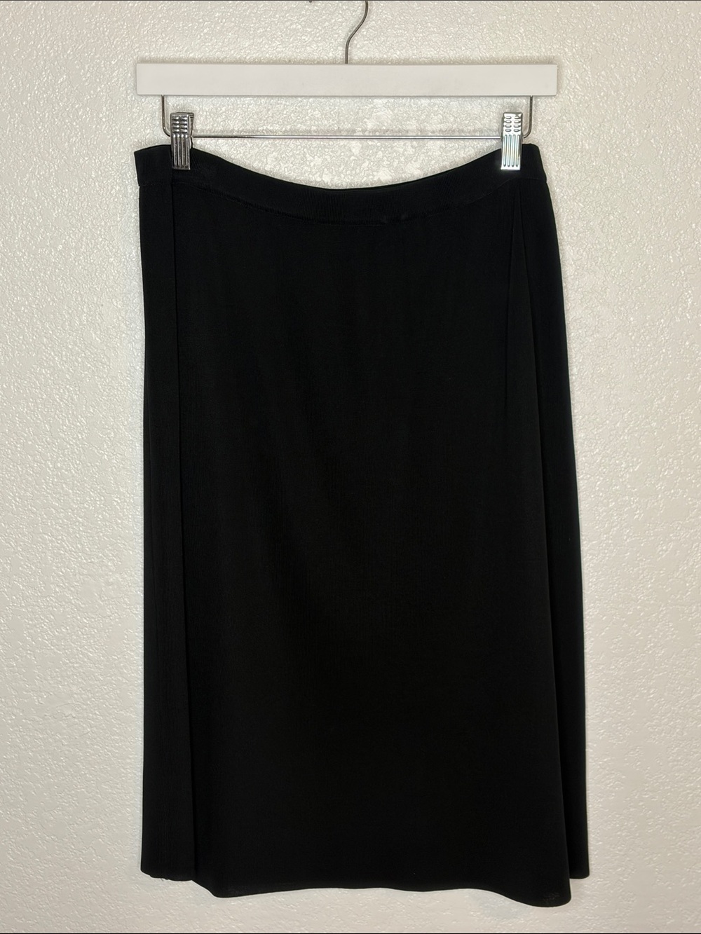 Ming Wang Black Knit Knee Length Pull On Skirt Size Medium Career Wear Classic